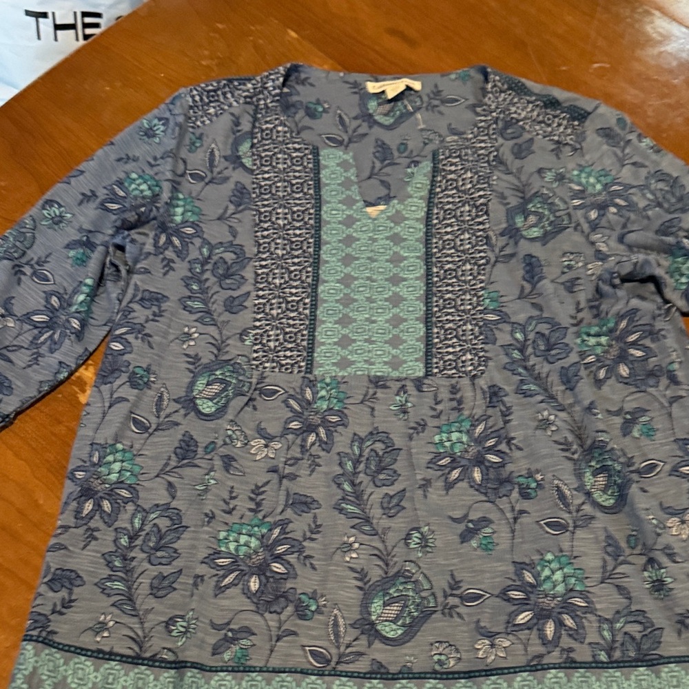 Coldwater Creek Blue and Green Floral Top - Picture 12 of 16